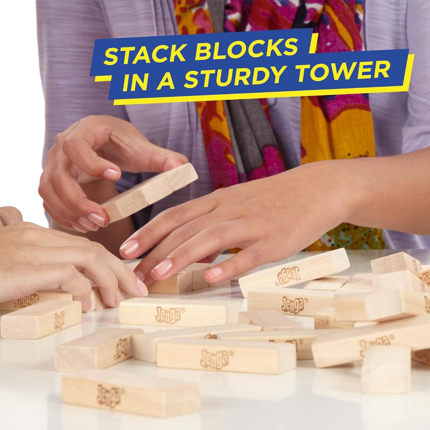 "Classic Wooden Stacking Tower Game | Genuine Hardwood Blocks | Ages 6+ | 1+ Players | Fun Party and Family Game"