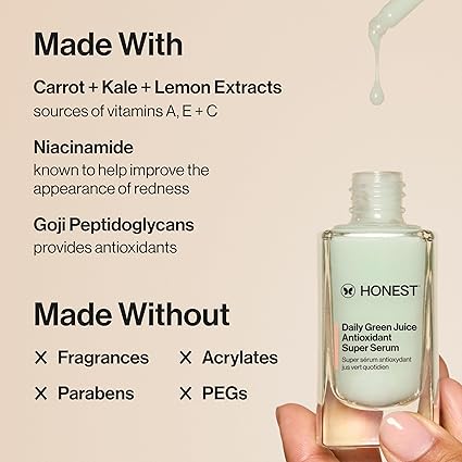 "Daily Green Juice Antioxidant Super Serum – Fragrance-Free, Vegan Formula for Improved Skin Tone & Texture – Gentle on Sensitive Skin (1 fl oz)"