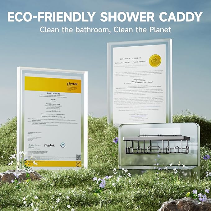 Rustproof & Waterproof Shower Caddy 6-Pack – No-Drill Adhesive Bathroom Shelves with Soap Holder, Large Capacity Wall-Mounted Organizer for Bathroom, Kitchen & Home Decor