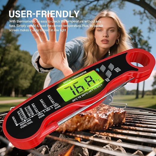 Digital Meat Thermometer for Cooking – Instant Read Food Thermometer with Backlight & Hold Function, Kitchen Essential for BBQ, Grilling, and Holiday Gifting 🥩🌡️
