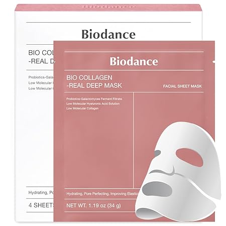 Bio-Collagen Real Deep Hydrogel Mask – Hydrating Overnight Treatment for Pore Minimizing and Elasticity Improvement, 34g x 4 Count