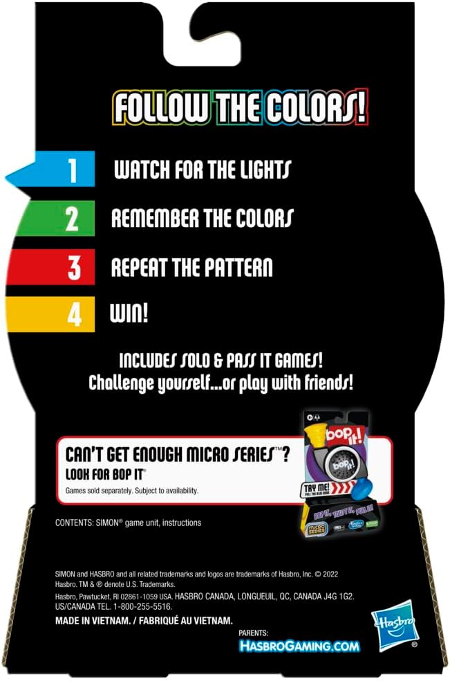 "Classic Memory Challenge Electronic Game | Compact & Portable | Fun for 1 or More Players | Ages 8+"