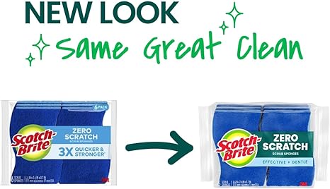 Zero Scratch Multi-Surface Scrub Sponges – Nonstick Safe Dish and Bathroom Cleaning Pads (6 Pack) 🧼✨