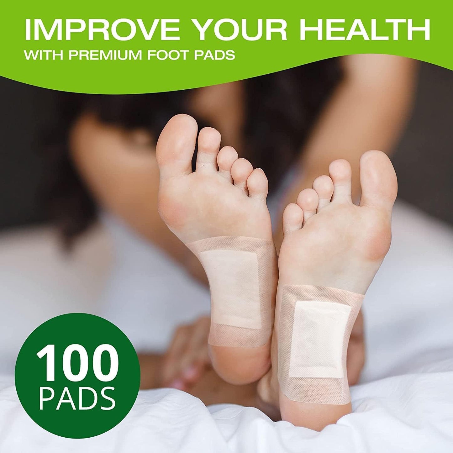 Herbal Foot Pads – 100 Pack – Ginger Oil & Bamboo Charcoal – Stress Relief, Fatigue Reduction, Sleep Support & Body Cleansing Patches