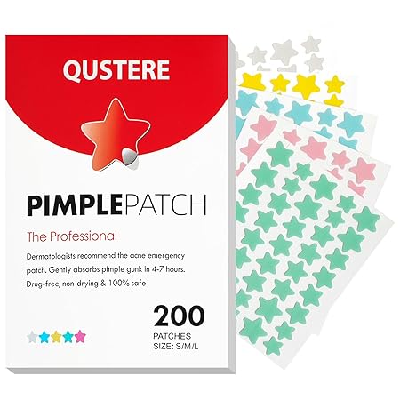 Pimple Patches for Face – Hydrocolloid Acne Spot Stickers with Tea Tree, Salicylic Acid & Cica Oil – Colorful Star-Shaped Zit Covers – 3 Sizes (10mm, 12mm, 14mm) – 200 Count