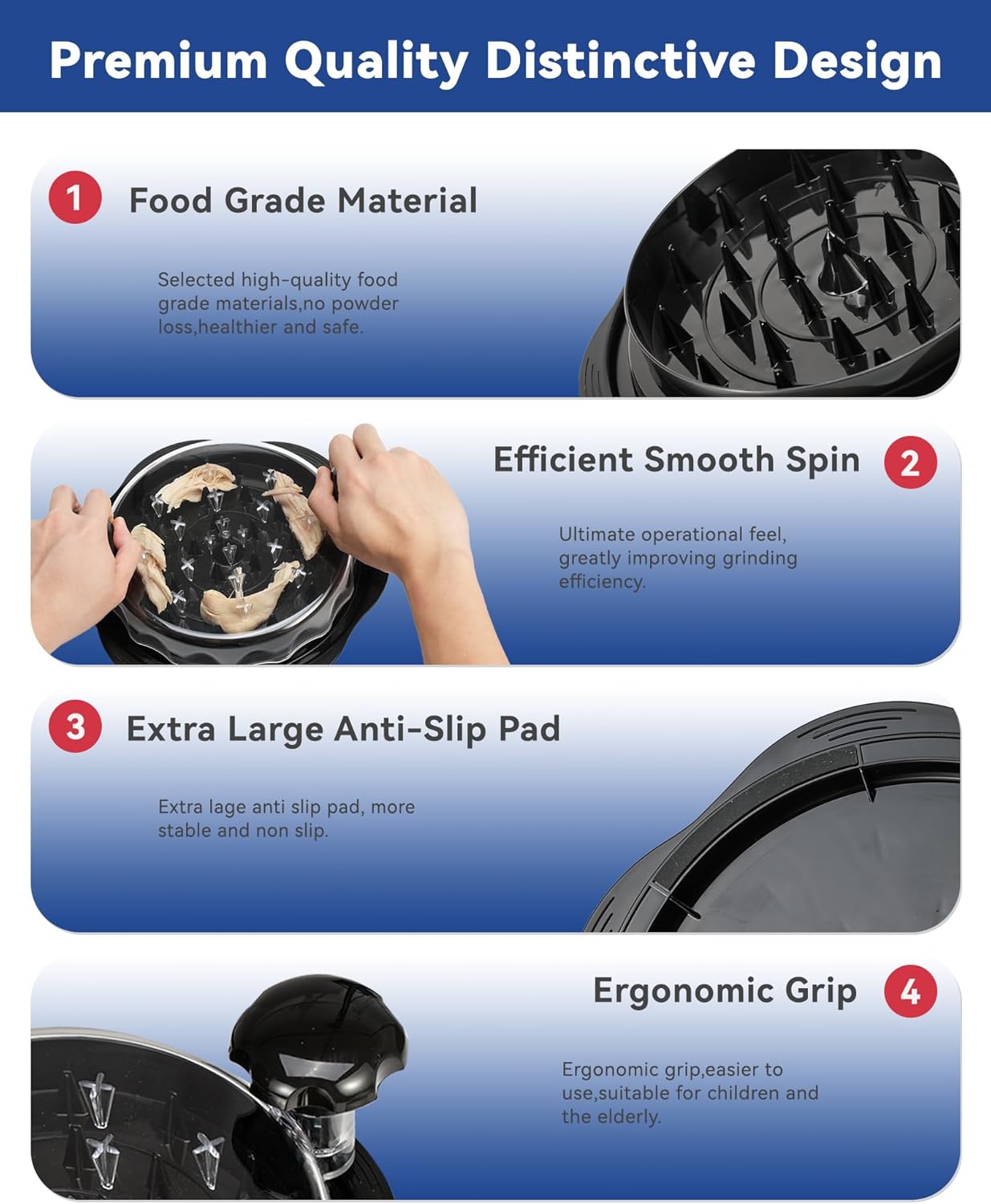 Chicken Shredder Tool – Manual Twist Grinder for Shredding Chicken, Meat, Vegetables, and More – Elegant Black ✅