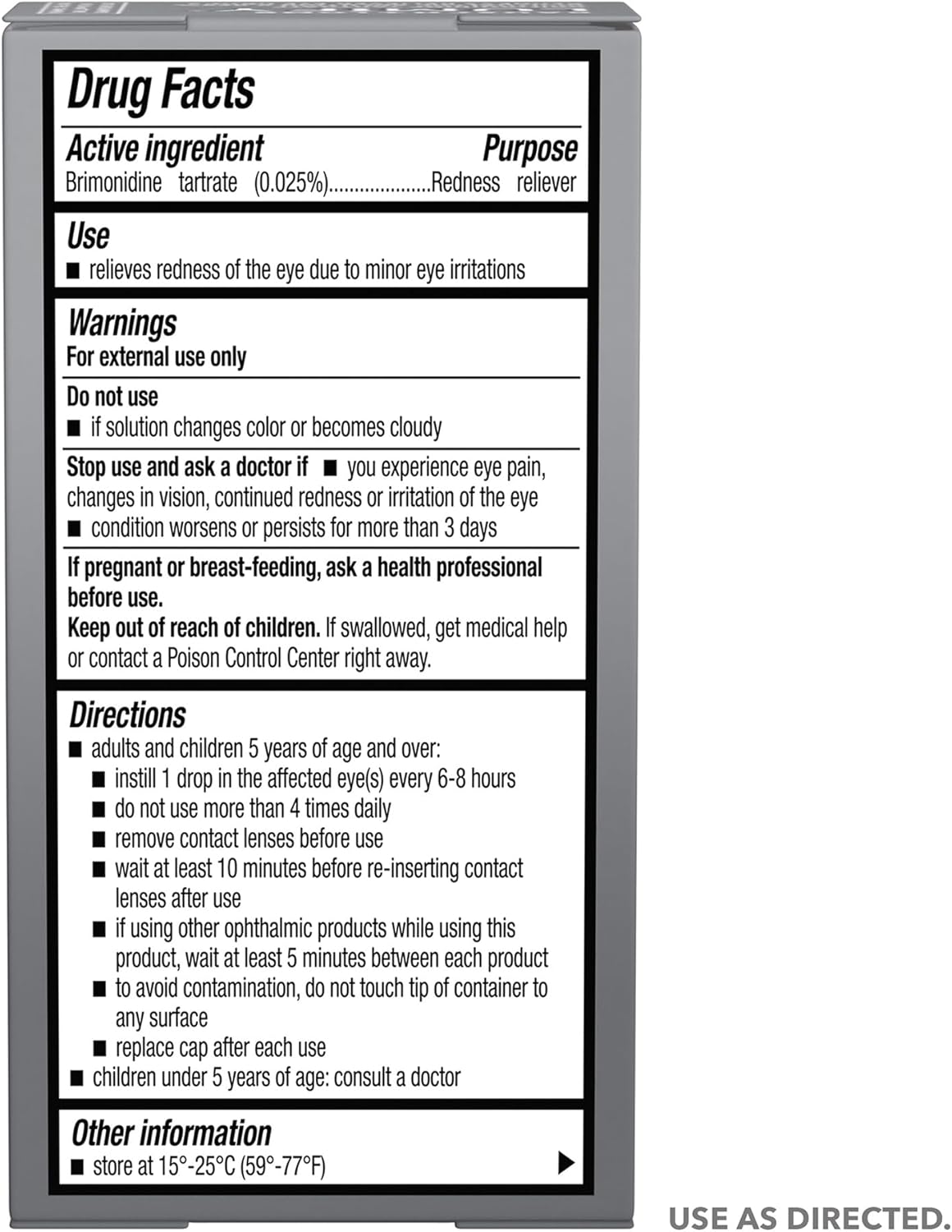 Redness Reliever Eye Drops – For Whiter and Brighter Looking Eyes, 0.25 Fl Oz (7.5 mL)     Ask ChatGPT