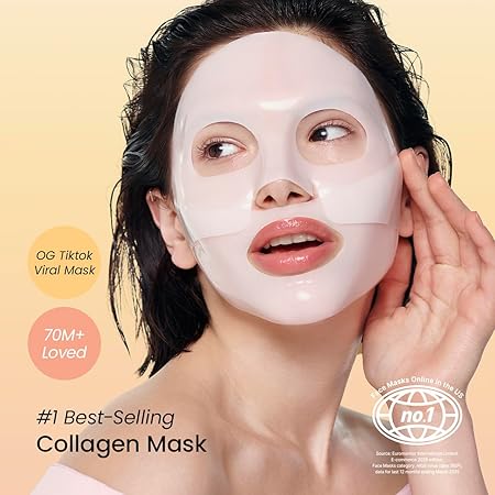 Bio-Collagen Real Deep Hydrogel Mask – Hydrating Overnight Treatment for Pore Minimizing and Elasticity Improvement, 34g x 4 Count