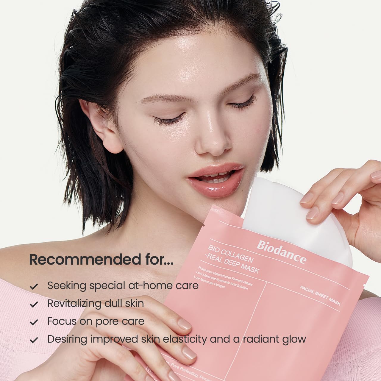 Bio-Collagen Real Deep Hydrogel Mask – Hydrating Overnight Treatment for Pore Minimizing and Elasticity Improvement, 34g x 4 Count