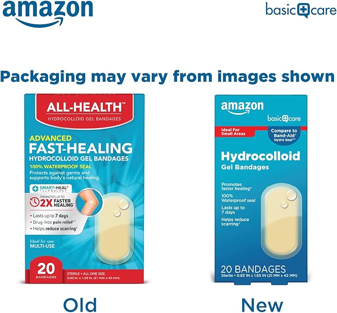 Advanced Fast Healing Hydrocolloid Gel Bandages, Regular Size, 20 Count