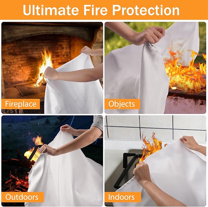 🔥 Emergency Fire Blanket for Home and Kitchen – Fiberglass Fire Suppression Safety Blanket for School, Car, Grill, Fireplace, Office, and Warehouse – 2 Pack (39" x 39") ✅