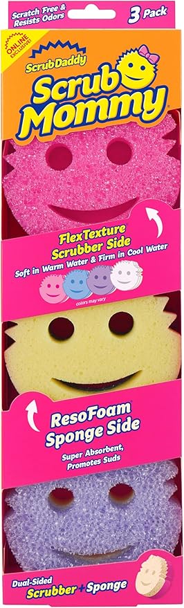 Dual-Sided Dish Scrubber Sponges – Non-Scratch Multi-Surface Cleaning Pads for Kitchen and Bathroom – Soft & Firm Texture – 3 Count (Online Exclusive) ✅