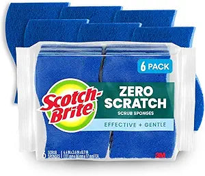Zero Scratch Multi-Surface Scrub Sponges – Nonstick Safe Dish and Bathroom Cleaning Pads (6 Pack) 🧼✨