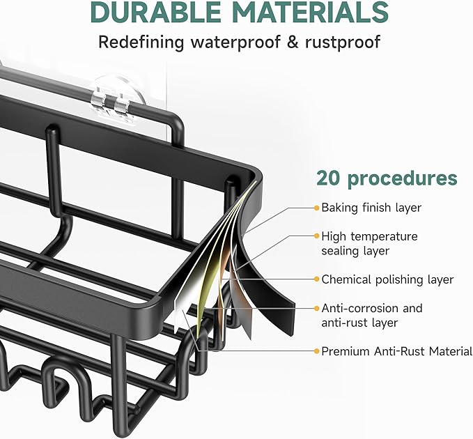 Rustproof & Waterproof Shower Caddy 6-Pack – No-Drill Adhesive Bathroom Shelves with Soap Holder, Large Capacity Wall-Mounted Organizer for Bathroom, Kitchen & Home Decor