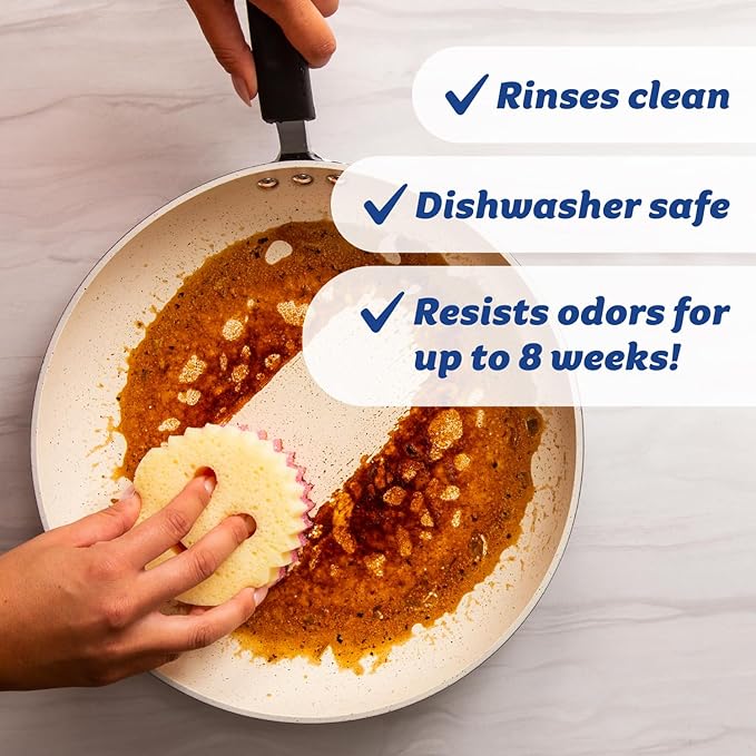 Dual-Sided Dish Scrubber Sponges – Non-Scratch Multi-Surface Cleaning Pads for Kitchen and Bathroom – Soft & Firm Texture – 3 Count (Online Exclusive) ✅