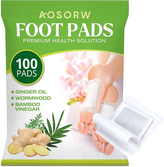 Herbal Foot Pads – 100 Pack – Ginger Oil & Bamboo Charcoal – Stress Relief, Fatigue Reduction, Sleep Support & Body Cleansing Patches