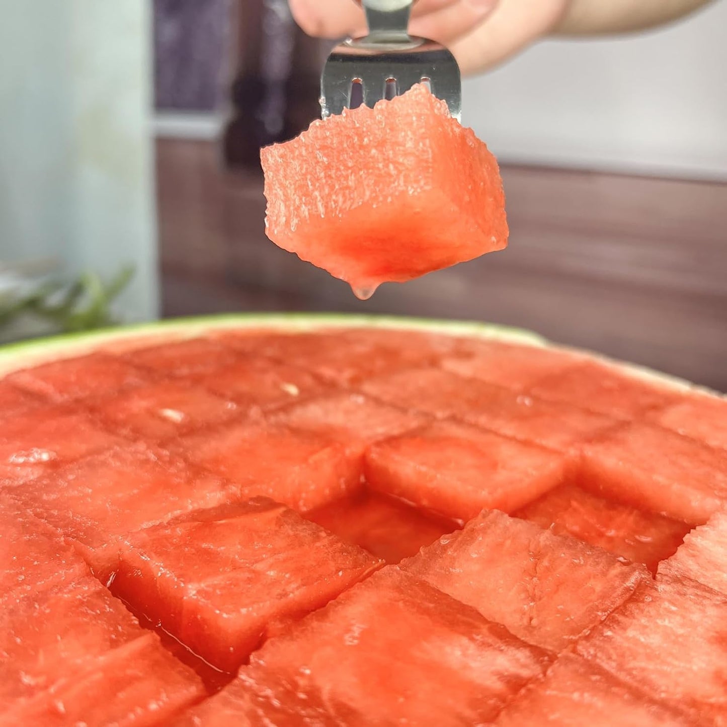 2-Pack Stainless Steel Watermelon Cutter & Fork Tool – 2-in-1 Fruit Slicer for Easy Serving – Portable Kitchen Gadget for Home, Party, and Camping (Silver) 🍉🍴