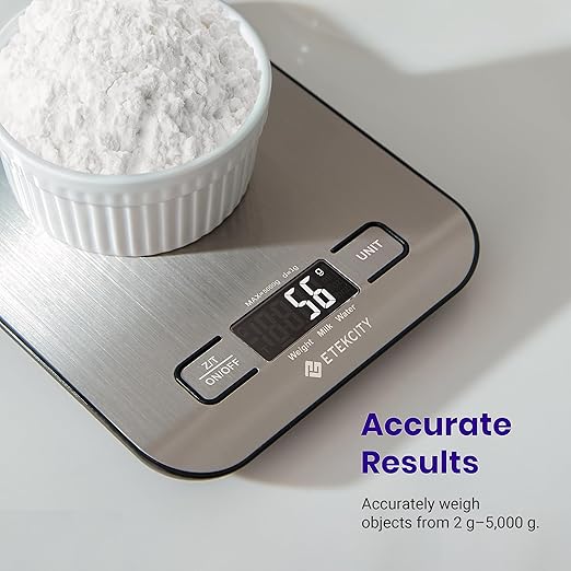 Digital Kitchen Scale – Grams and Ounces for Baking, Cooking, Keto, Meal Prep & Weight Management – LCD Display – Medium Size – 304 Stainless Steel