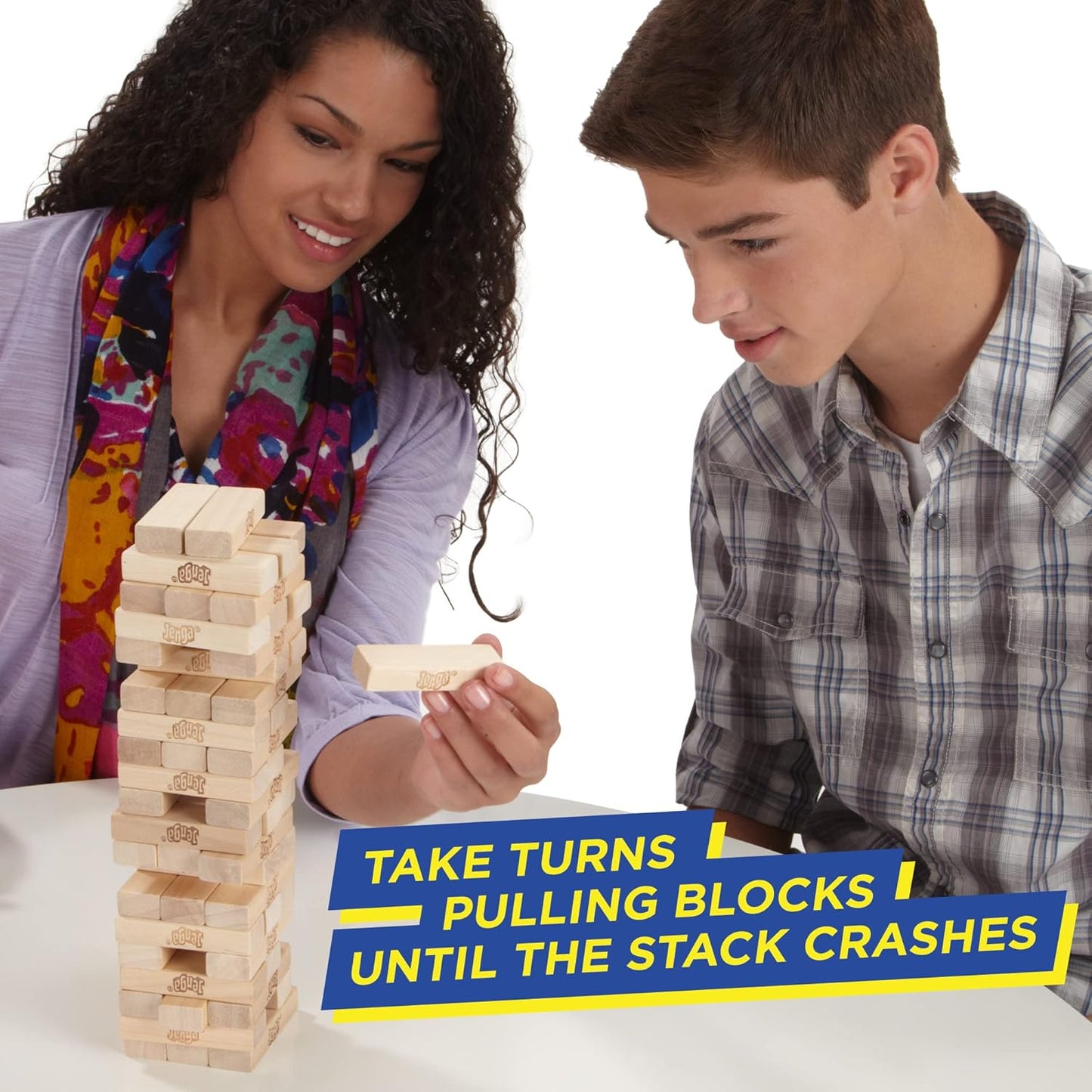 "Classic Wooden Stacking Tower Game | Genuine Hardwood Blocks | Ages 6+ | 1+ Players | Fun Party and Family Game"