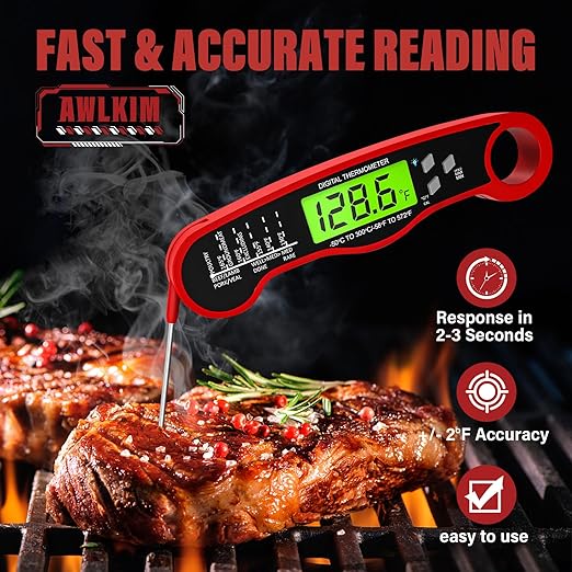 Digital Meat Thermometer for Cooking – Instant Read Food Thermometer with Backlight & Hold Function, Kitchen Essential for BBQ, Grilling, and Holiday Gifting 🥩🌡️