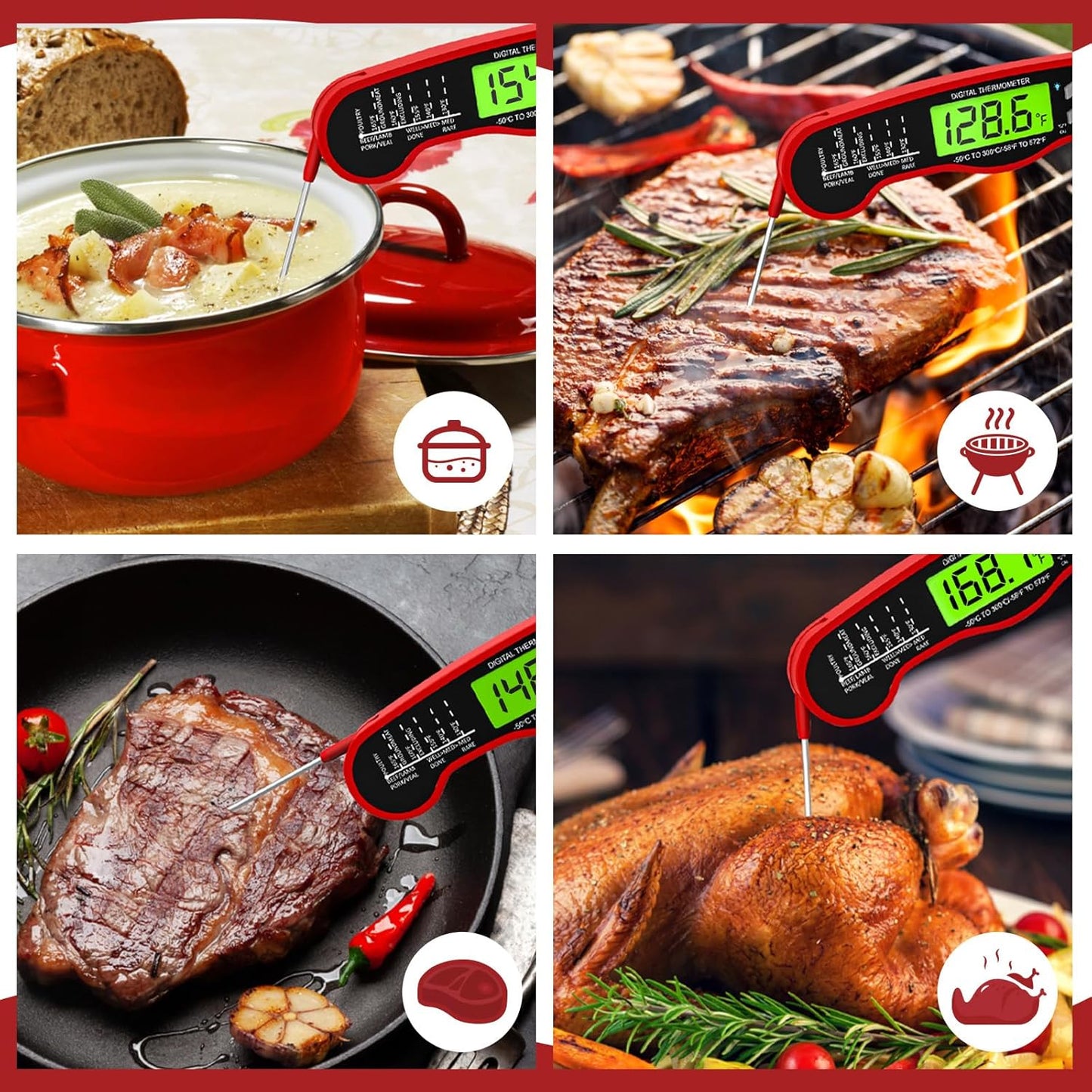 Digital Meat Thermometer for Cooking – Instant Read Food Thermometer with Backlight & Hold Function, Kitchen Essential for BBQ, Grilling, and Holiday Gifting 🥩🌡️