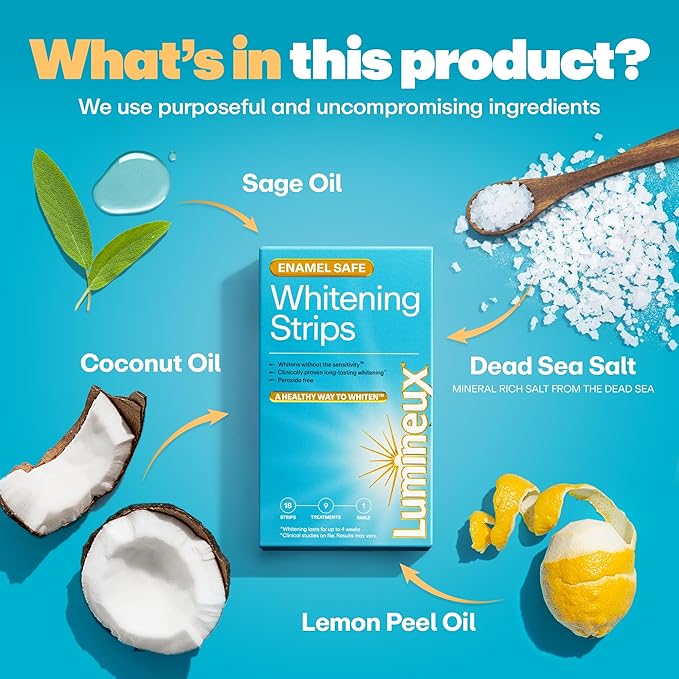 Teeth Whitening Strips – 9 Treatments, Peroxide-Free, Enamel Safe, Dentist Formulated, Sensitivity-Free for Whiter Teeth
