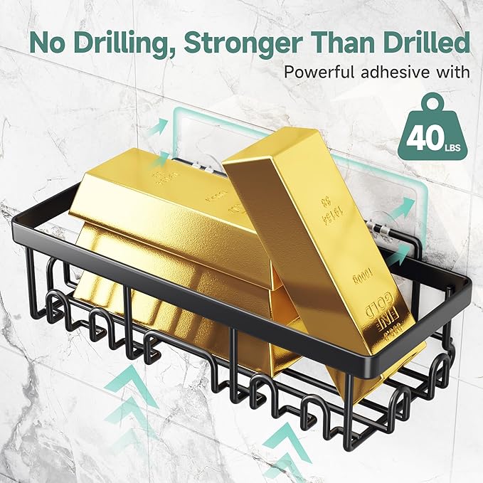 Rustproof & Waterproof Shower Caddy 6-Pack – No-Drill Adhesive Bathroom Shelves with Soap Holder, Large Capacity Wall-Mounted Organizer for Bathroom, Kitchen & Home Decor