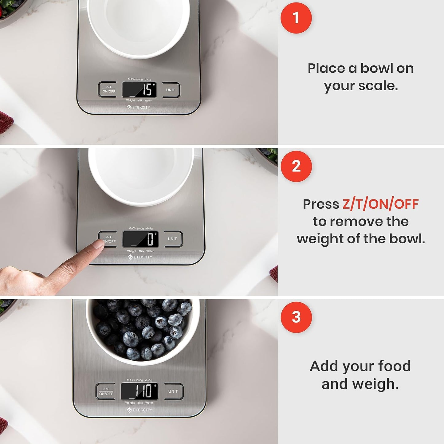 Digital Kitchen Scale – Grams and Ounces for Baking, Cooking, Keto, Meal Prep & Weight Management – LCD Display – Medium Size – 304 Stainless Steel