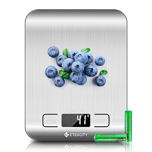 Digital Kitchen Scale – Grams and Ounces for Baking, Cooking, Keto, Meal Prep & Weight Management – LCD Display – Medium Size – 304 Stainless Steel